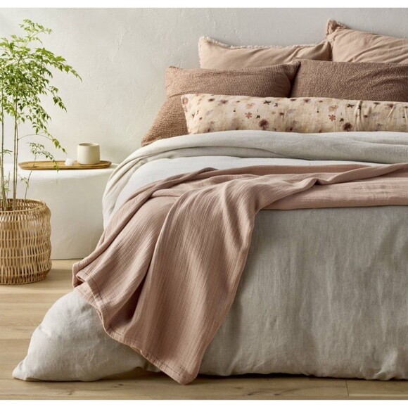Full/Queen Rayon from Bamboo Matelasse Blanket Light Adobe Clay - Casaluna NEW